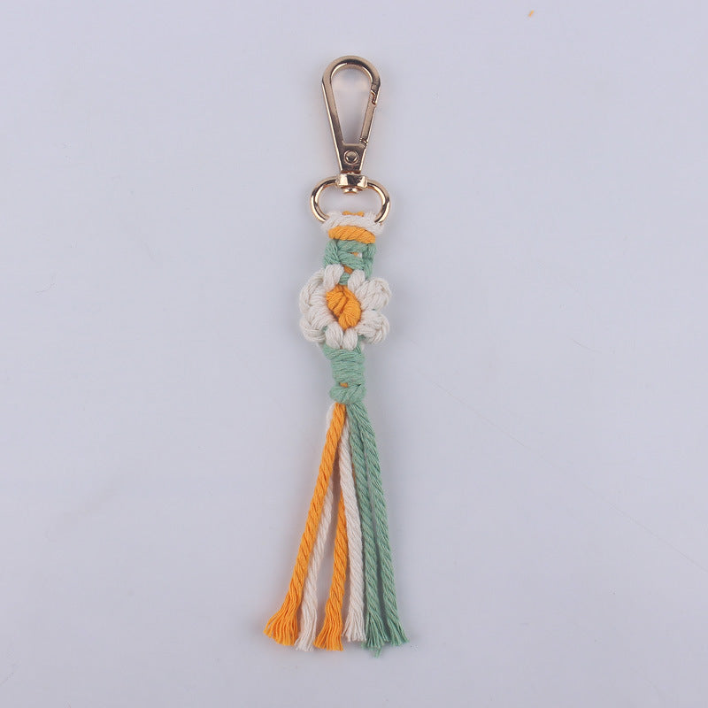 Wholesale Handmade Cotton Thread Woven Cartoon Flower Keychain